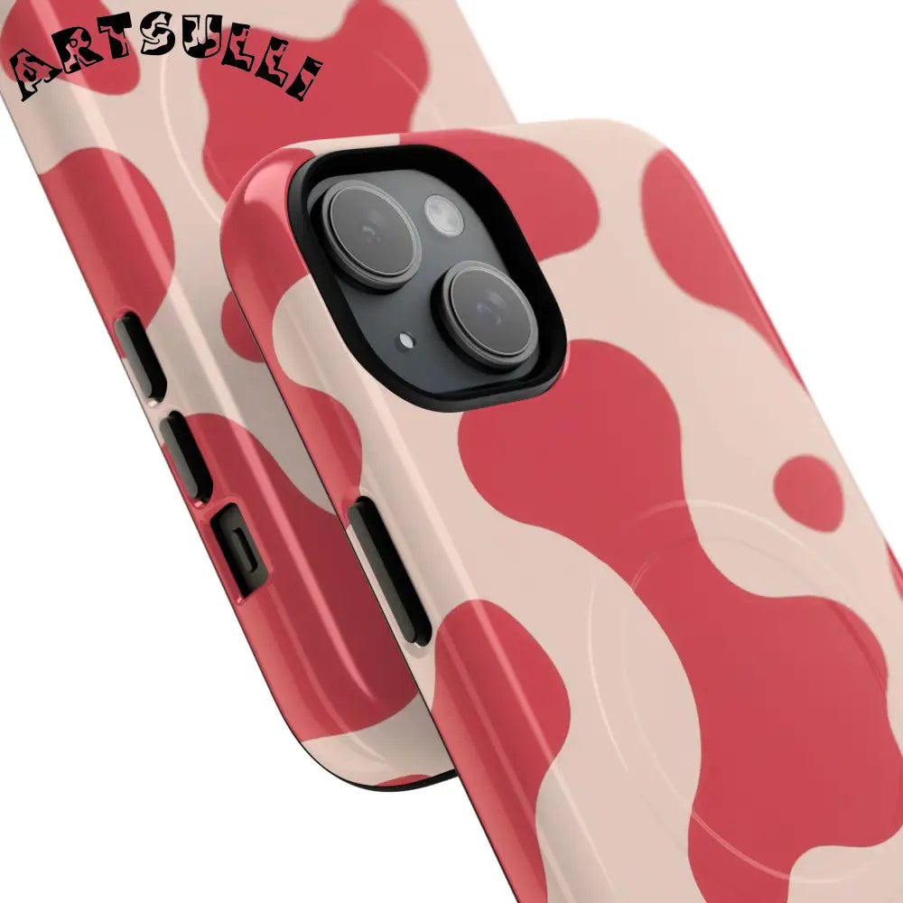 JAKKOUTTHEBXX Red and Beige Cow Print Phone Case 2025