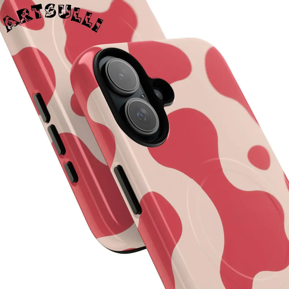 JAKKOUTTHEBXX Red and Beige Cow Print Phone Case 2025