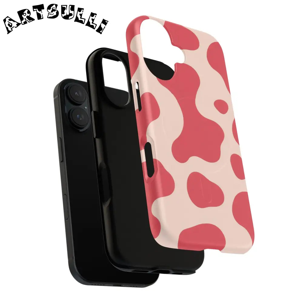 JAKKOUTTHEBXX Red and Beige Cow Print Phone Case 2025