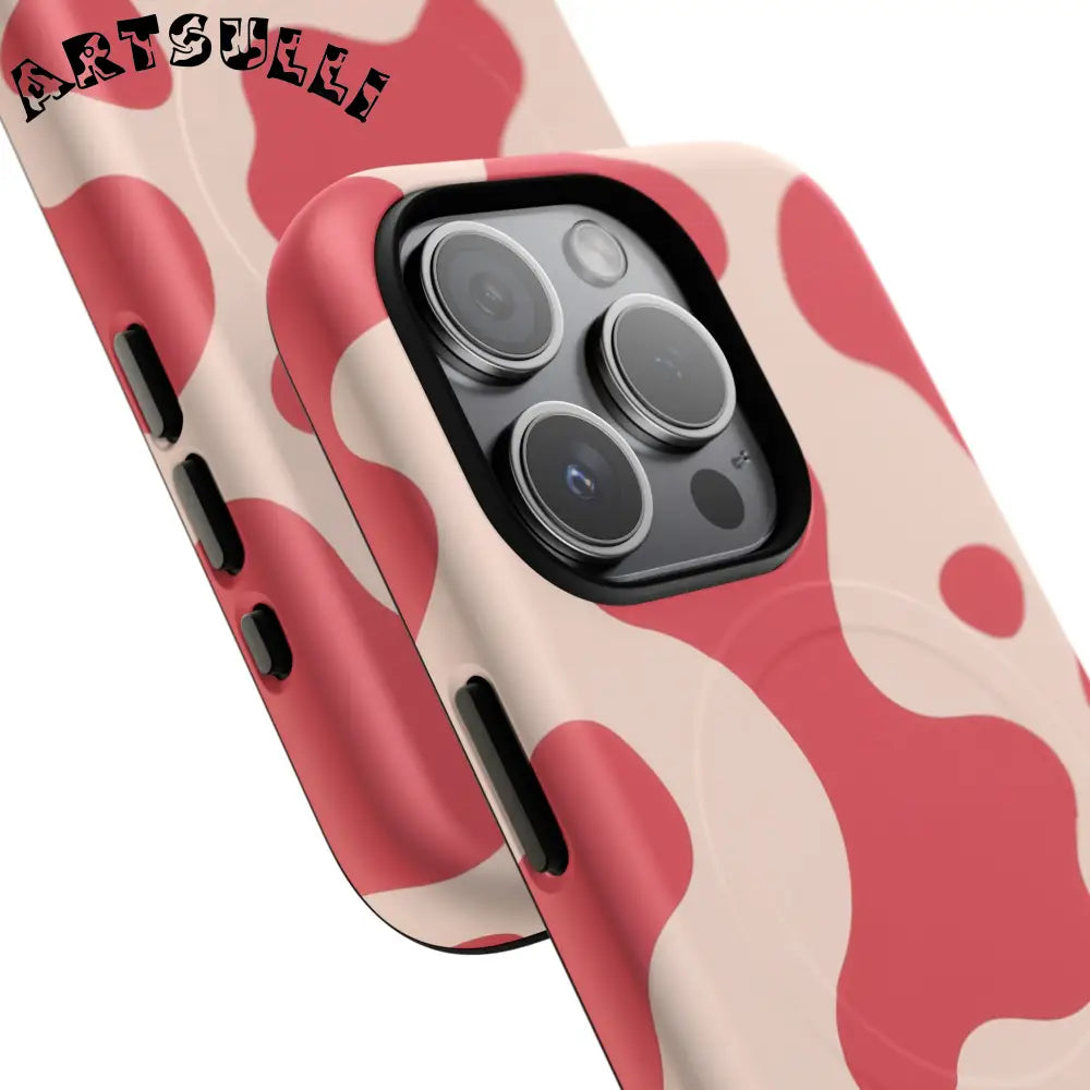 JAKKOUTTHEBXX Red and Beige Cow Print Phone Case 2025
