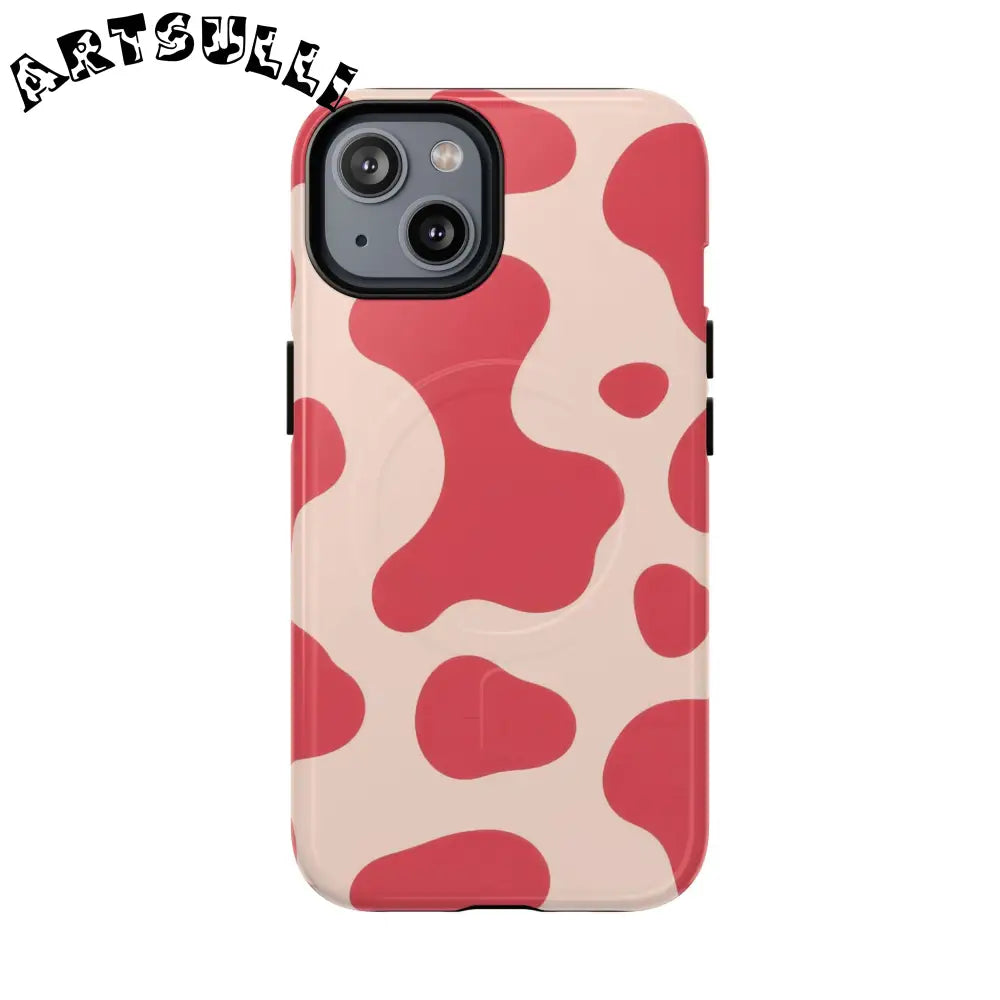 JAKKOUTTHEBXX Red and Beige Cow Print Phone Case 2025