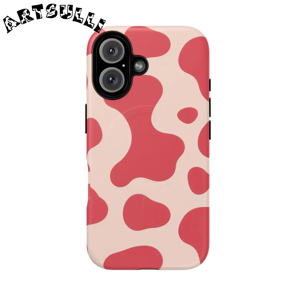 JAKKOUTTHEBXX Red and Beige Cow Print Phone Case 2025