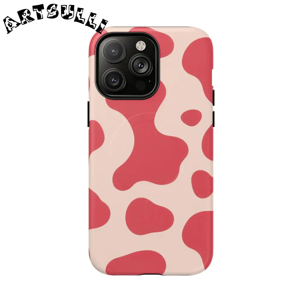 JAKKOUTTHEBXX Red and Beige Cow Print Phone Case 2025