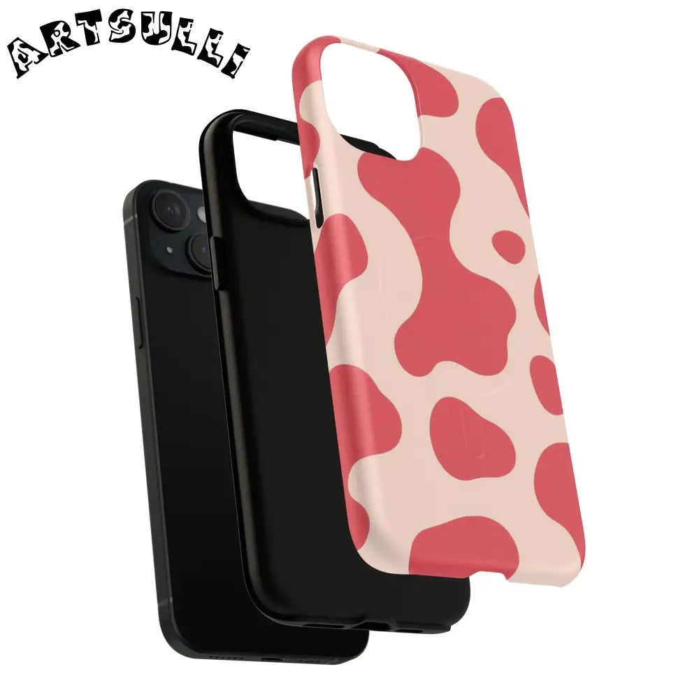 JAKKOUTTHEBXX Red and Beige Cow Print Phone Case 2025
