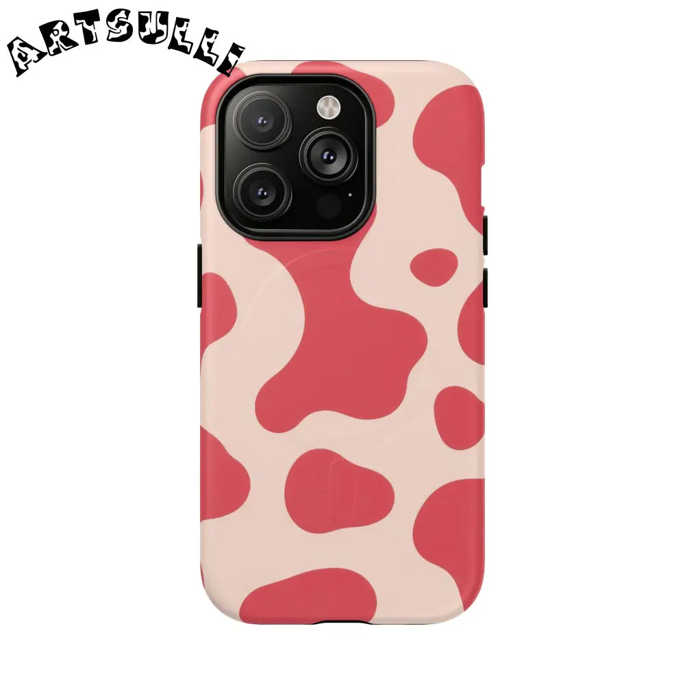 JAKKOUTTHEBXX Red and Beige Cow Print Phone Case 2025