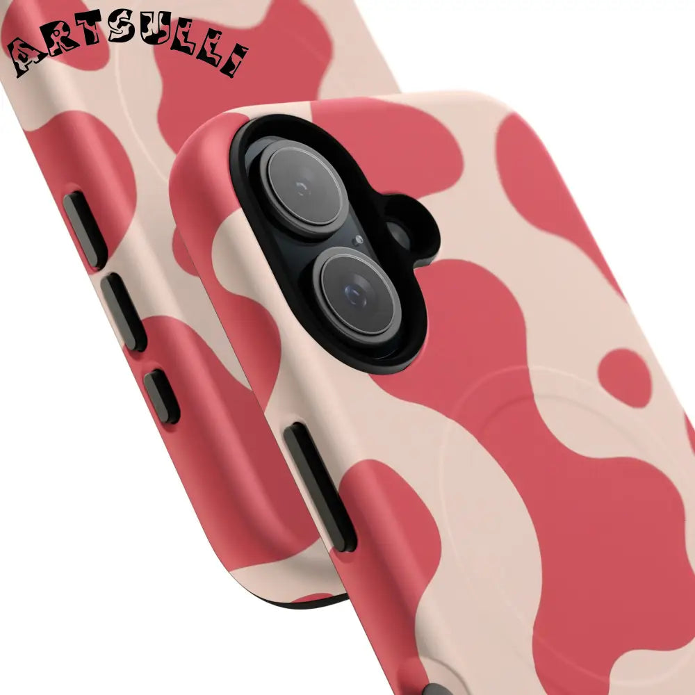 JAKKOUTTHEBXX Red and Beige Cow Print Phone Case 2025