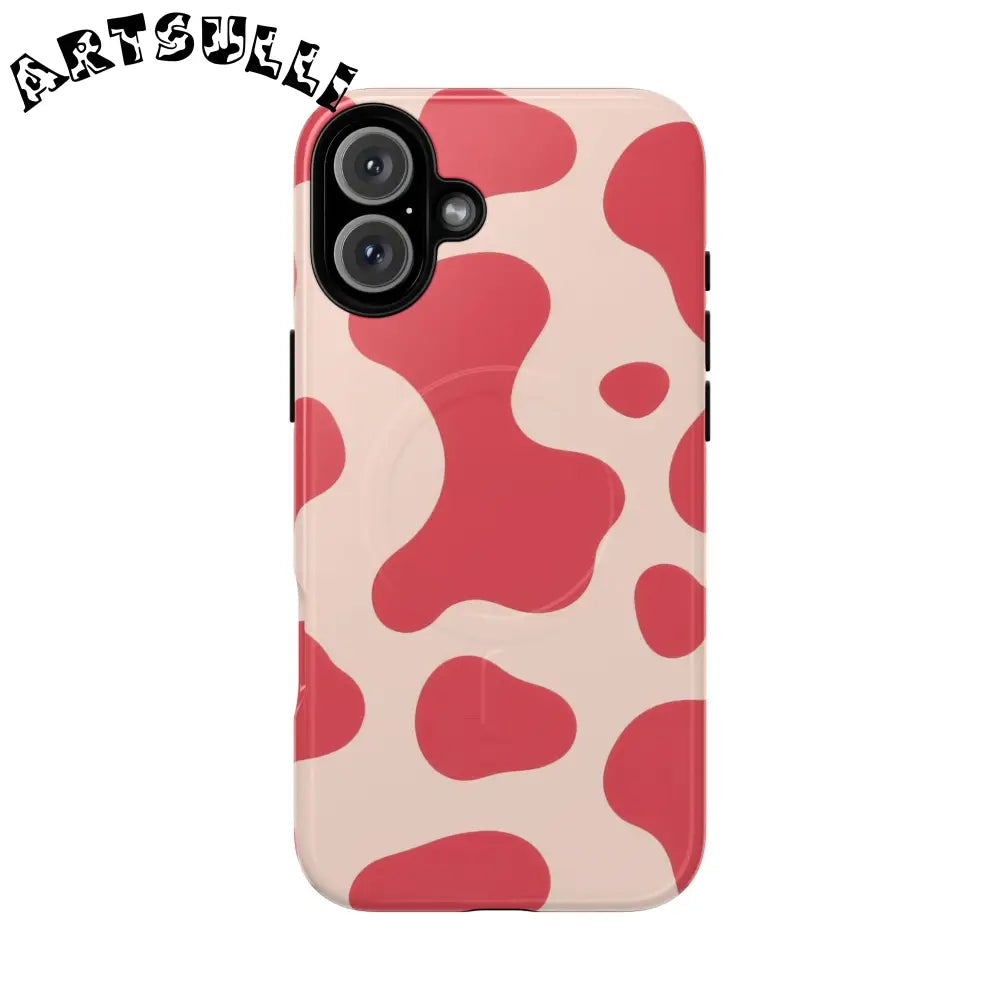 JAKKOUTTHEBXX Red and Beige Cow Print Phone Case 2025