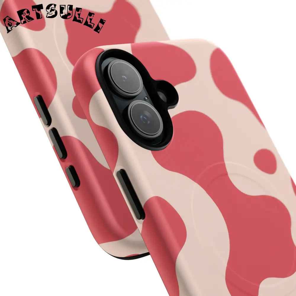 JAKKOUTTHEBXX Red and Beige Cow Print Phone Case 2025
