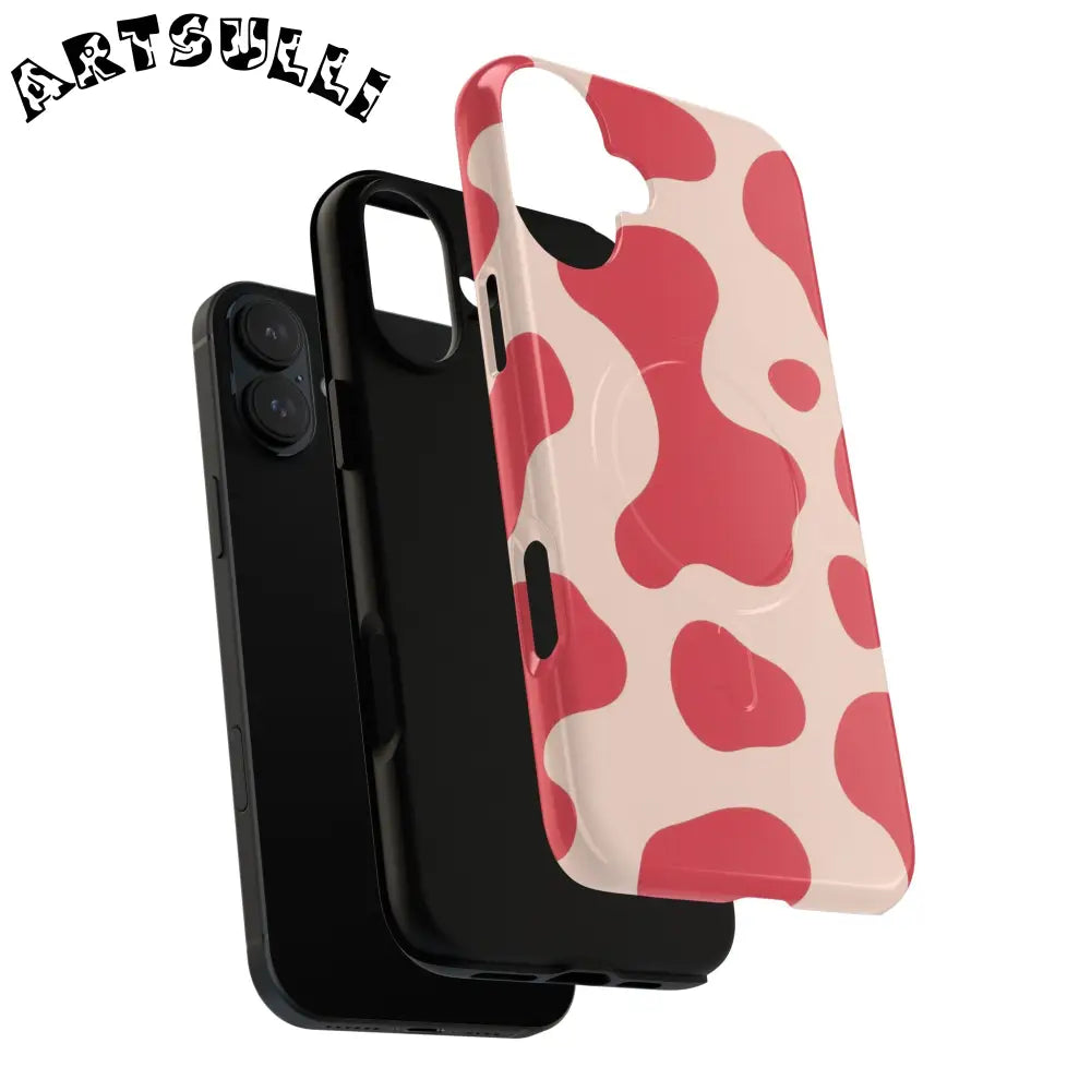 JAKKOUTTHEBXX Red and Beige Cow Print Phone Case 2025