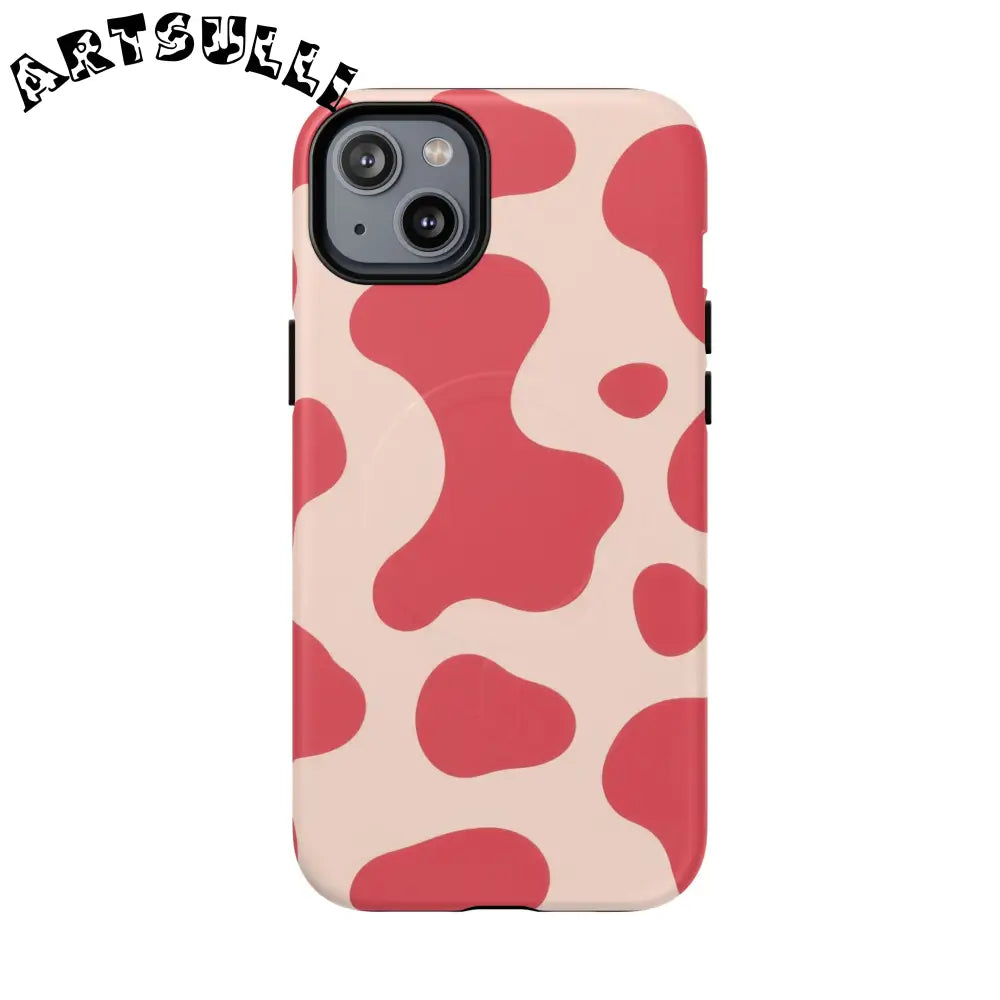 JAKKOUTTHEBXX Red and Beige Cow Print Phone Case 2025