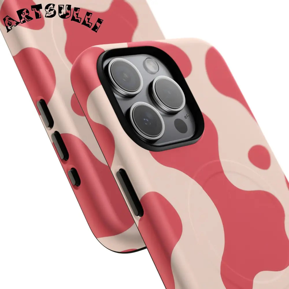JAKKOUTTHEBXX Red and Beige Cow Print Phone Case 2025