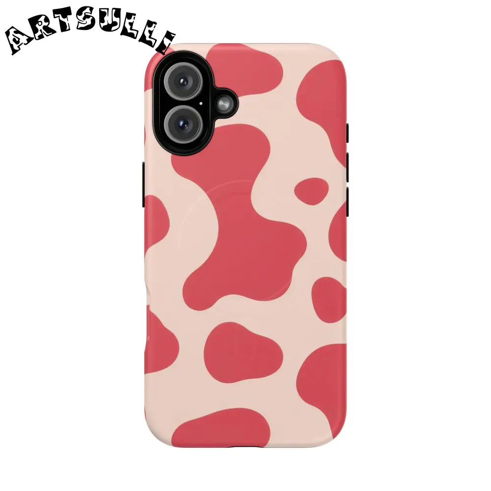 JAKKOUTTHEBXX Red and Beige Cow Print Phone Case 2025