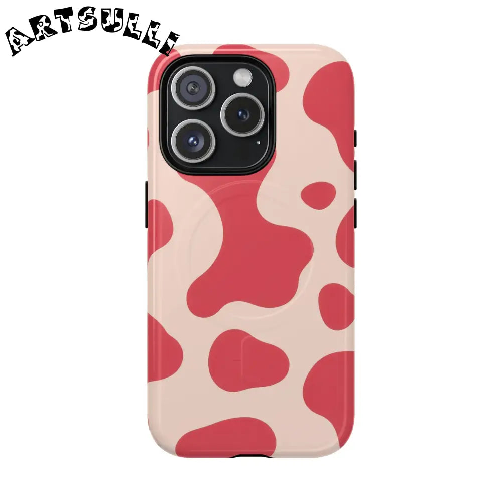 JAKKOUTTHEBXX Red and Beige Cow Print Phone Case 2025