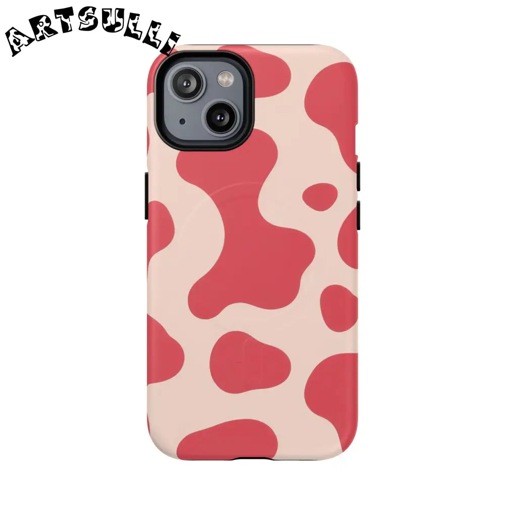 JAKKOUTTHEBXX Red and Beige Cow Print Phone Case 2025