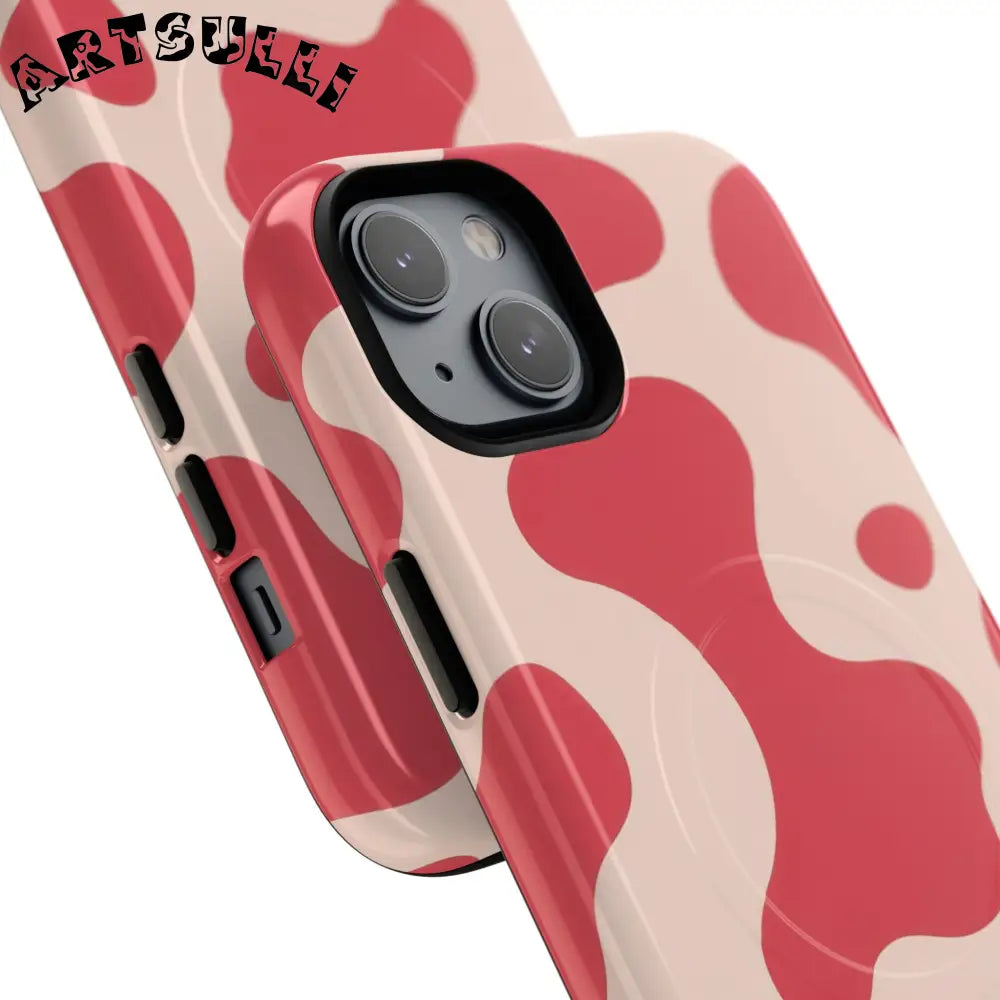 JAKKOUTTHEBXX Red and Beige Cow Print Phone Case 2025