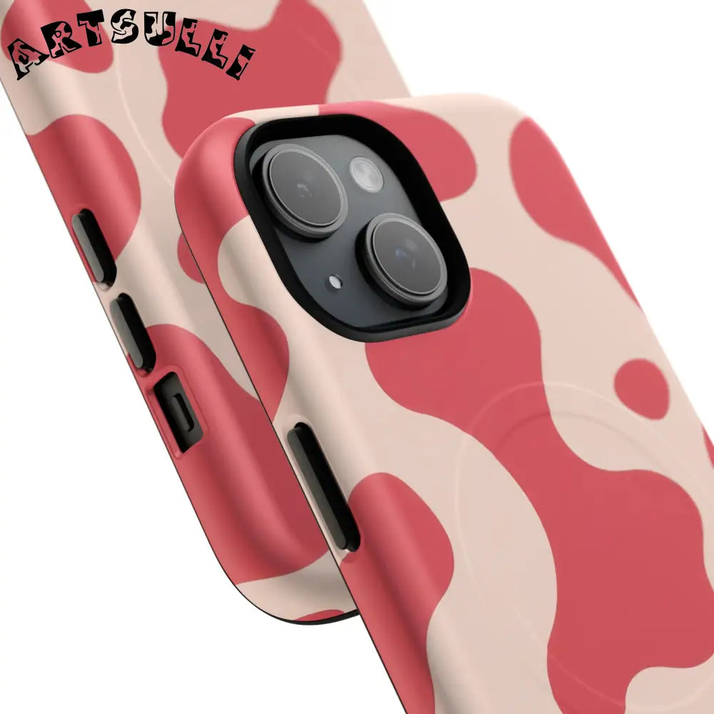 JAKKOUTTHEBXX Red and Beige Cow Print Phone Case 2025