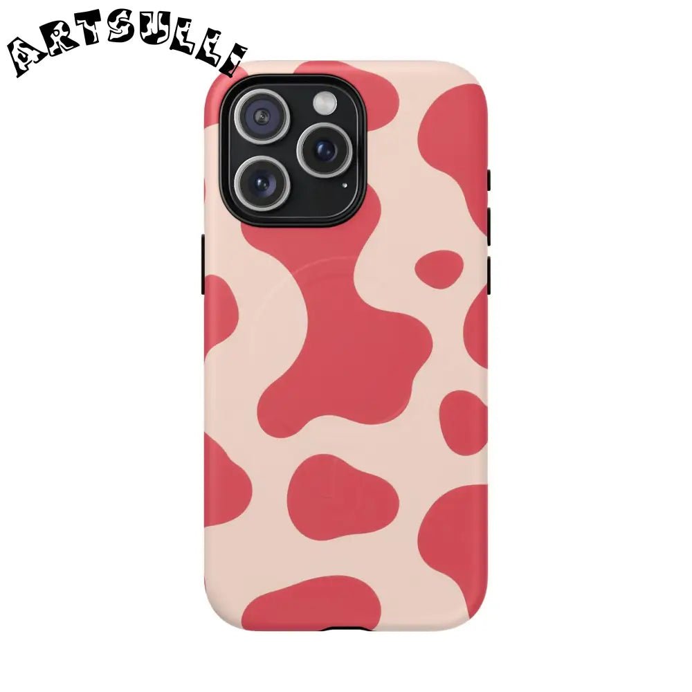 JAKKOUTTHEBXX Red and Beige Cow Print Phone Case 2025