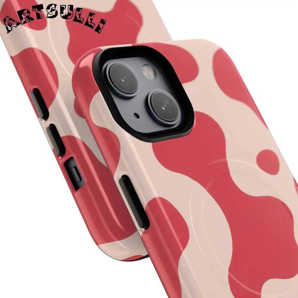 JAKKOUTTHEBXX Red and Beige Cow Print Phone Case 2025