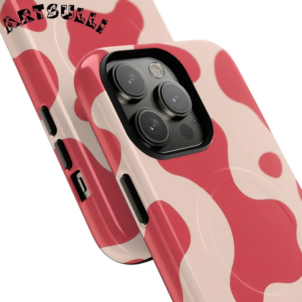 JAKKOUTTHEBXX Red and Beige Cow Print Phone Case 2025