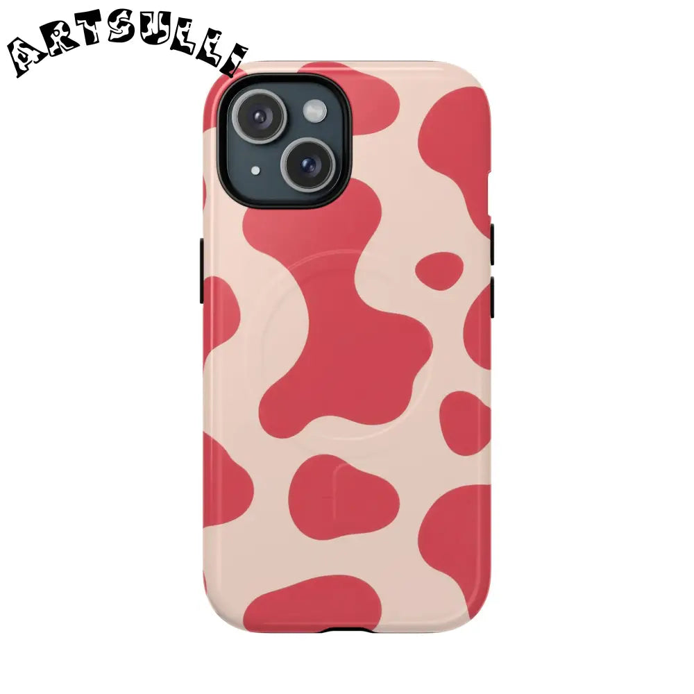 JAKKOUTTHEBXX Red and Beige Cow Print Phone Case 2025