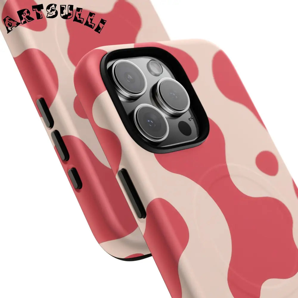 JAKKOUTTHEBXX Red and Beige Cow Print Phone Case 2025