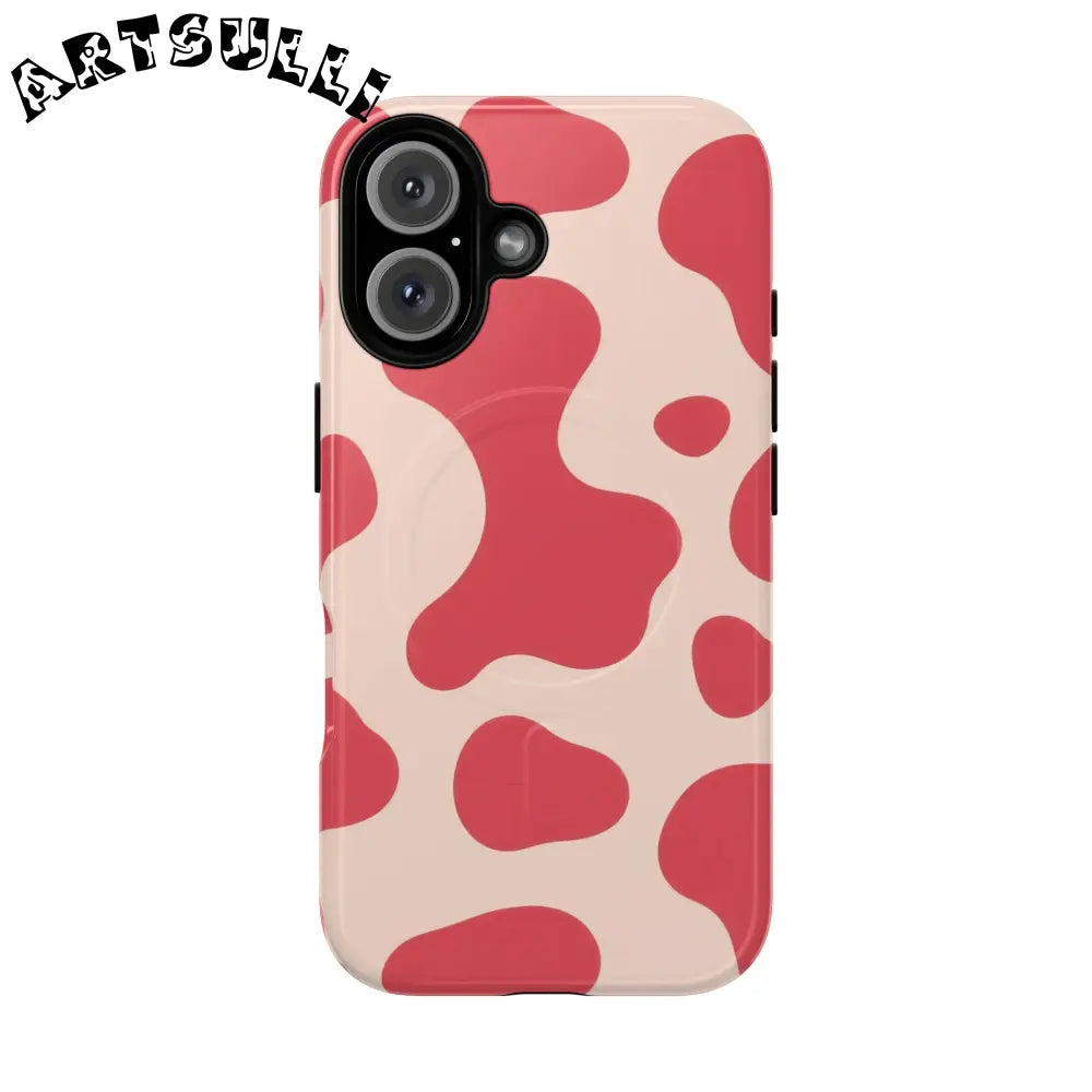 JAKKOUTTHEBXX Red and Beige Cow Print Phone Case 2025