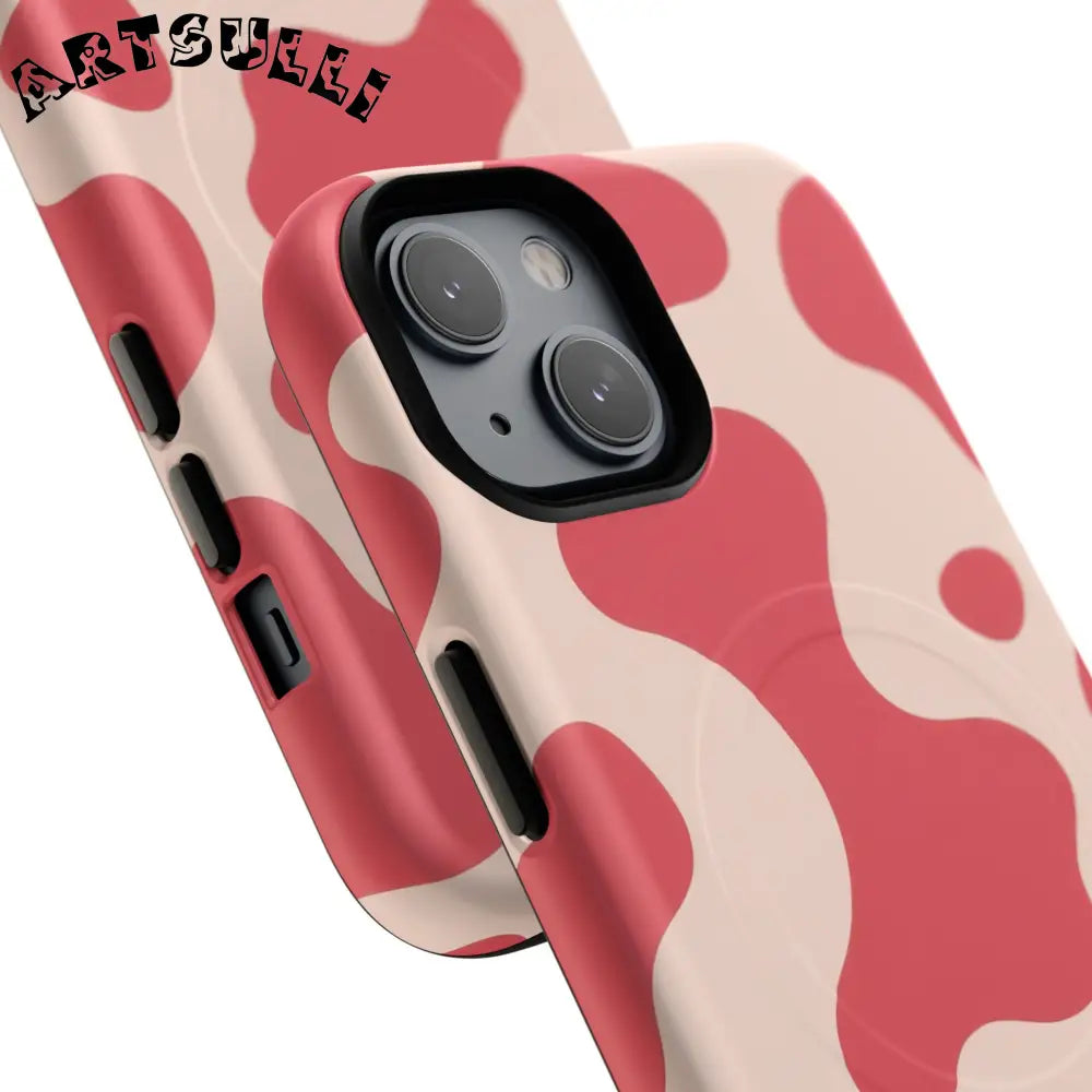 JAKKOUTTHEBXX Red and Beige Cow Print Phone Case 2025