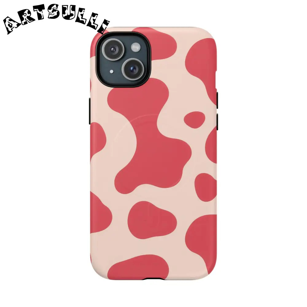 JAKKOUTTHEBXX Red and Beige Cow Print Phone Case 2025