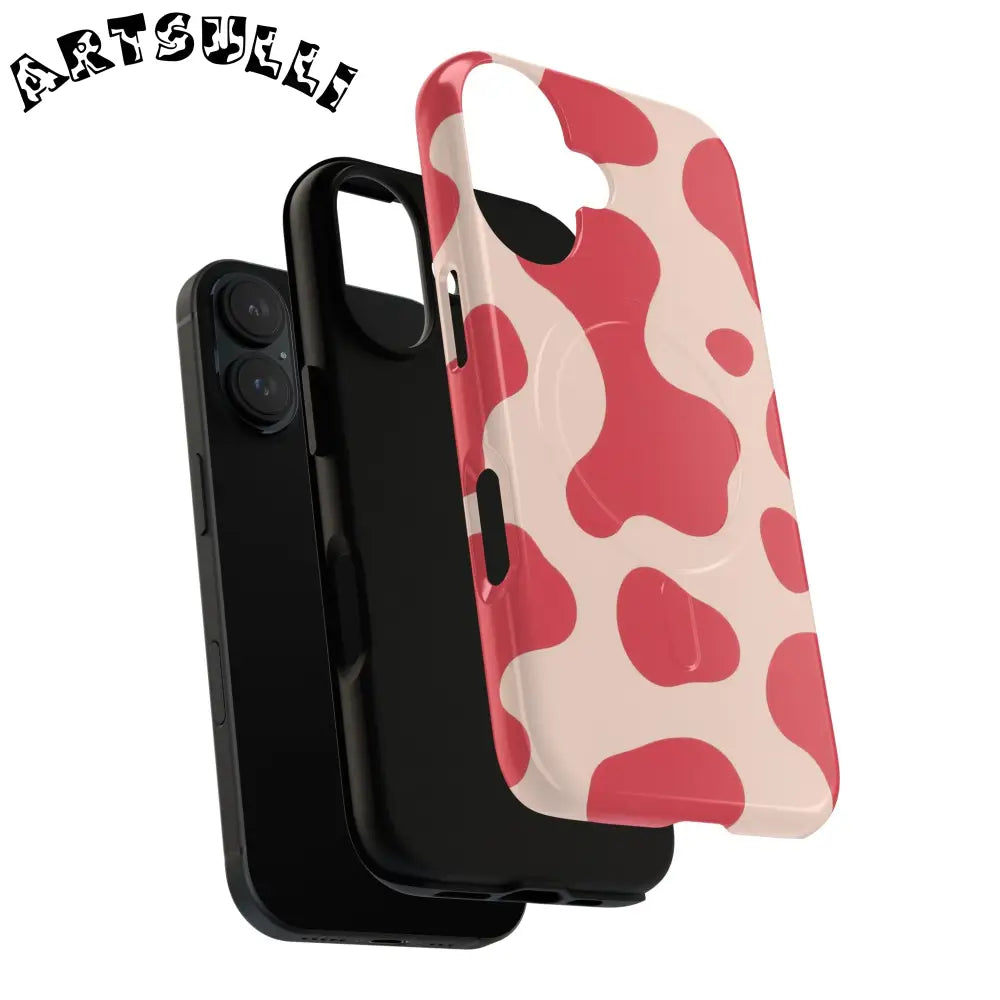JAKKOUTTHEBXX Red and Beige Cow Print Phone Case 2025