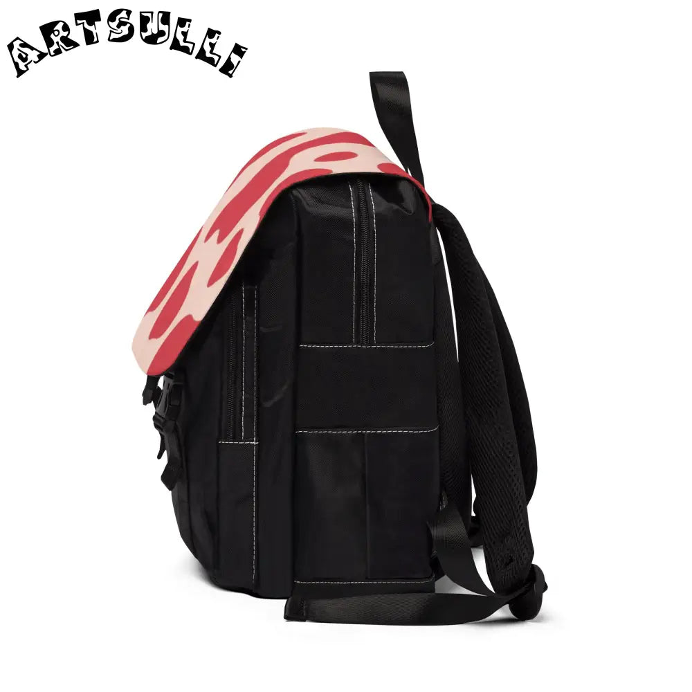 JAKKOUTTHEBXX Red Cow Print Flap Backpack 2025