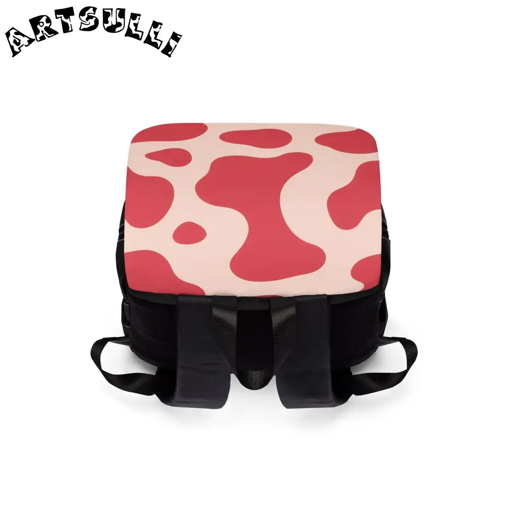 JAKKOUTTHEBXX Red Cow Print Flap Backpack 2025