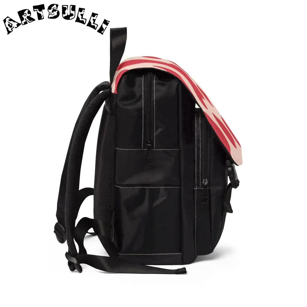 JAKKOUTTHEBXX Red Cow Print Flap Backpack 2025