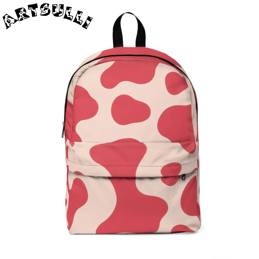 JAKKOUTTHEBXX Red and White Cow Illustration Printed Backpack 2025