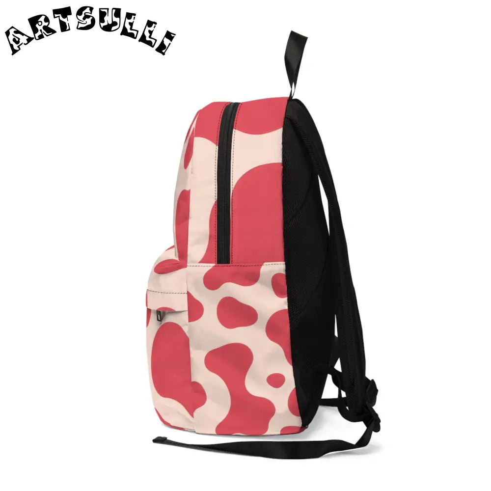 JAKKOUTTHEBXX Red and White Cow Illustration Printed Backpack 2025