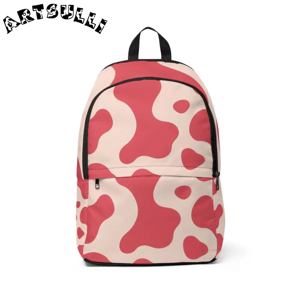 JAKKOUTTHEBXX Red and Cream Cow Print Backpack 2025