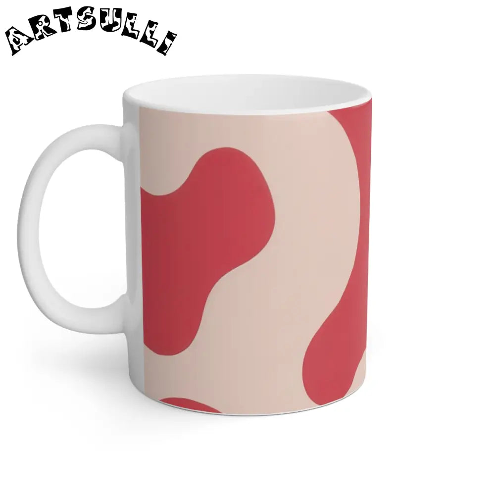 JAKKOUTTHEBXX Red and Beige Abstract Wave Mug 2025