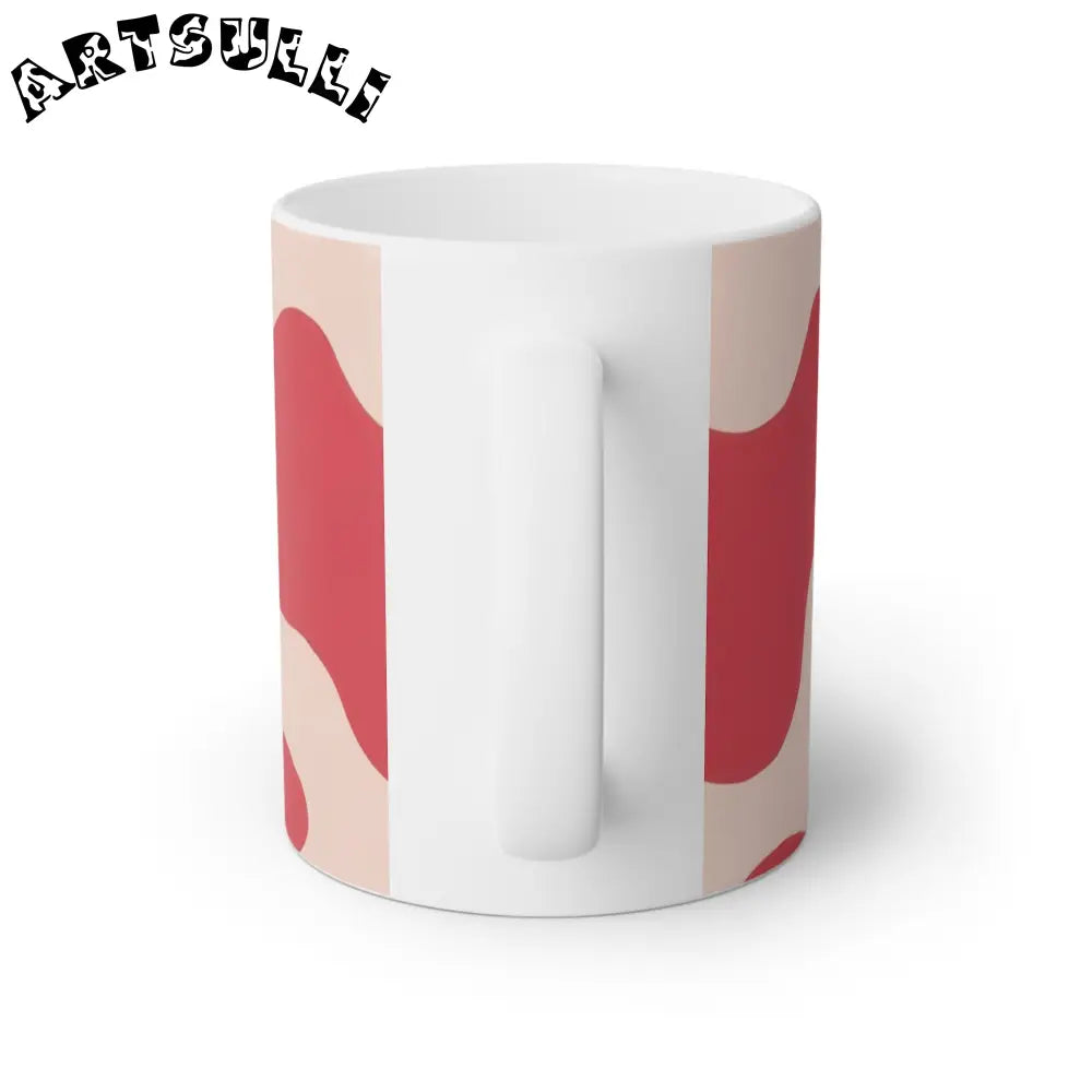 JAKKOUTTHEBXX Red and Beige Abstract Wave Mug 2025