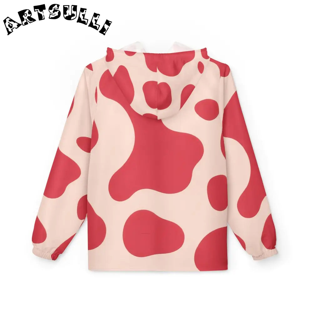 JAKKOUTTHEBXX Red and Beige Cow Print Windbreaker Jacket 2025