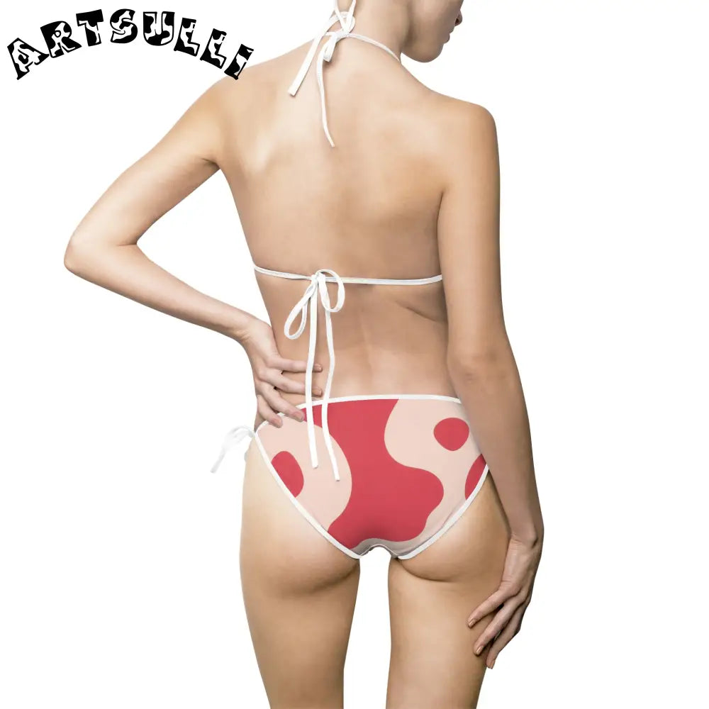 JAKKOUTTHEBXX Cow Illustration Printed Halter Bikini Swimsuit 2025
