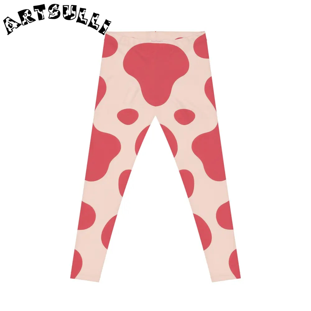 JAKKOUTTHEBXX Pink Cow Illustration Printed Casual Leggings 2025