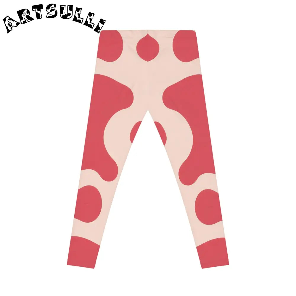 JAKKOUTTHEBXX Pink Cow Illustration Printed Casual Leggings 2025