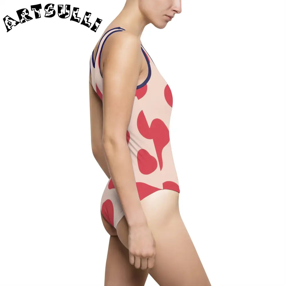 JAKKOUTTHEBXX Red Beige Abstract One-Piece with Elastic Strap 2025