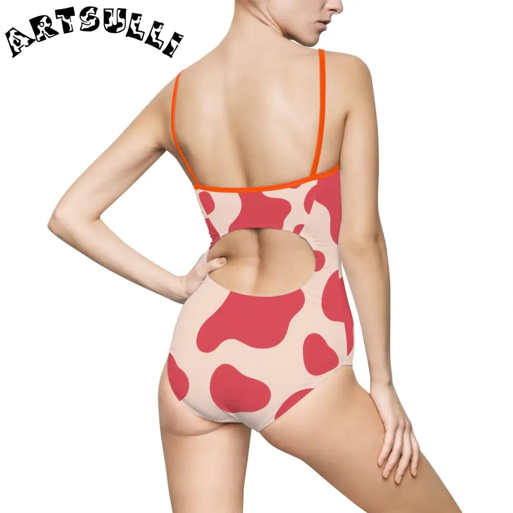 JAKKOUTTHEBXX Red Lava Illustration Printed One-Piece Swimsuit 2025