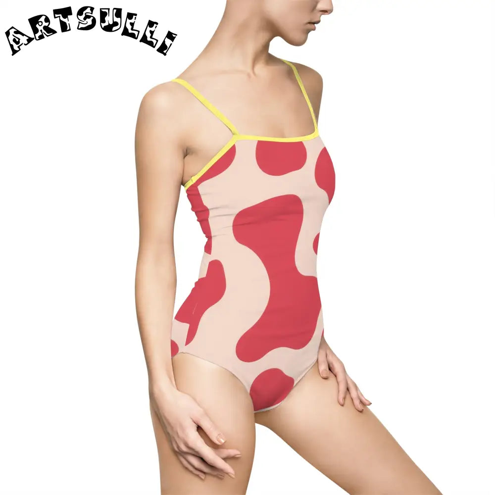 JAKKOUTTHEBXX Red Lava Illustration Printed One-Piece Swimsuit 2025