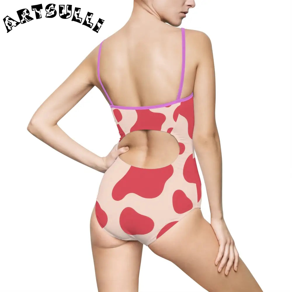 JAKKOUTTHEBXX Red Lava Illustration Printed One-Piece Swimsuit 2025