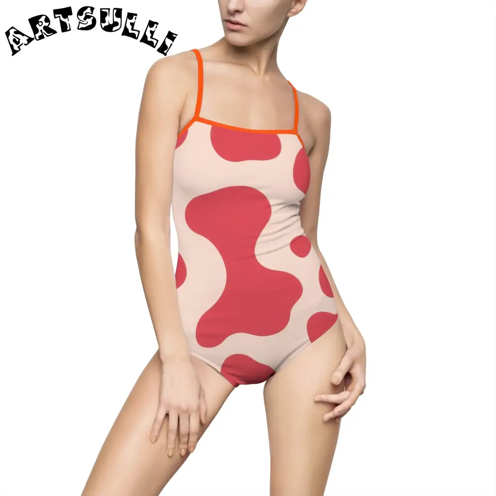 JAKKOUTTHEBXX Red Lava Illustration Printed One-Piece Swimsuit 2025