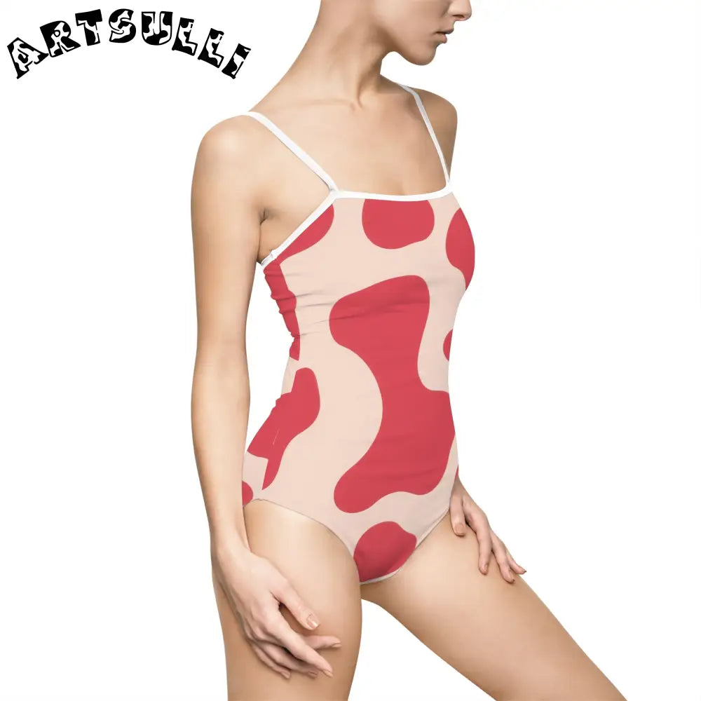 JAKKOUTTHEBXX Red Lava Illustration Printed One-Piece Swimsuit 2025