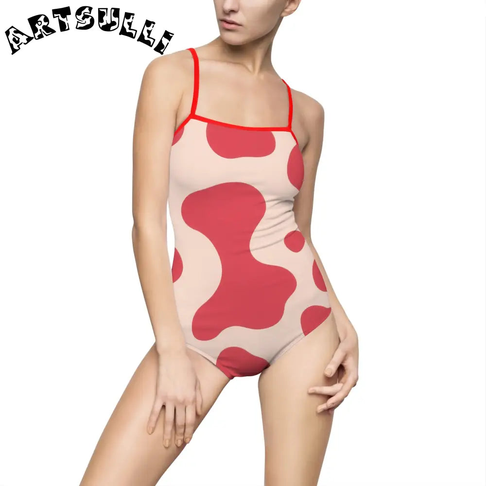 JAKKOUTTHEBXX Red Lava Illustration Printed One-Piece Swimsuit 2025