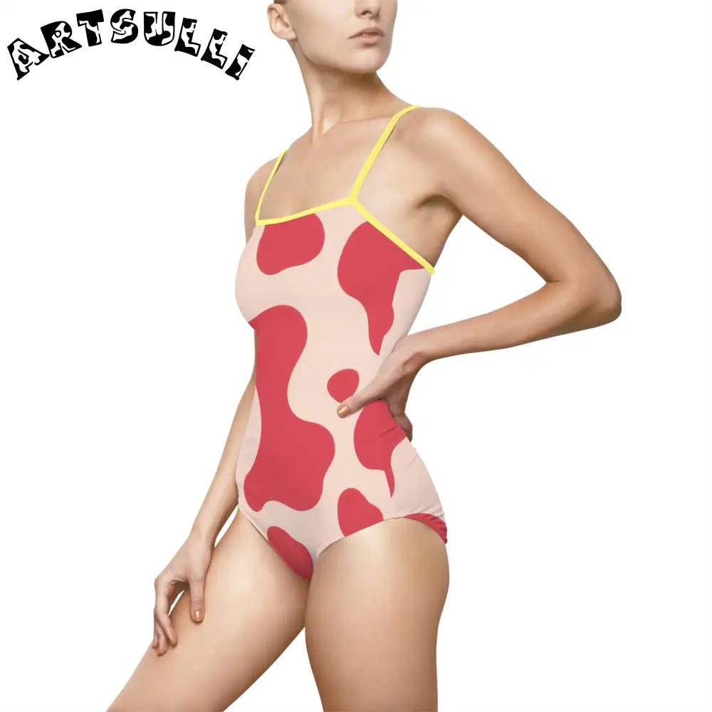JAKKOUTTHEBXX Red Lava Illustration Printed One-Piece Swimsuit 2025