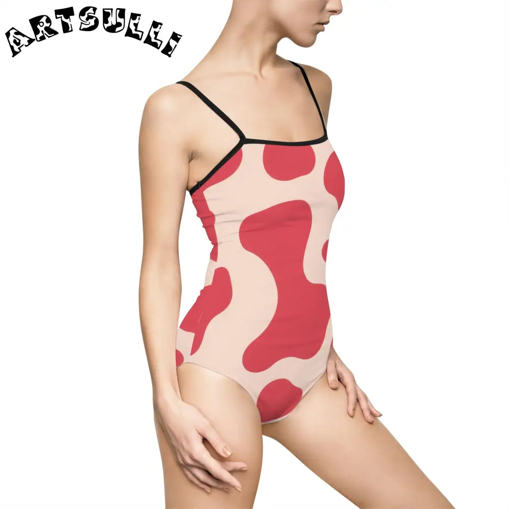 JAKKOUTTHEBXX Red Lava Illustration Printed One-Piece Swimsuit 2025